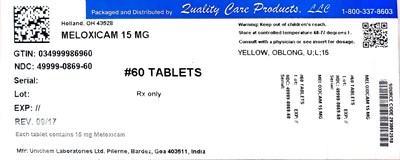 Image Of Label (Meloxicam 15mg 15 Unichem Labs)